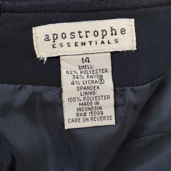 Vintage Apostrophe Black Pencil Skirt Size 14 Womens Career Comfort Stretch - Picture 6 of 7